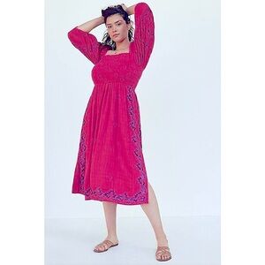 Anthropologie Bonnie Smocked Embroidered Dress Size Small